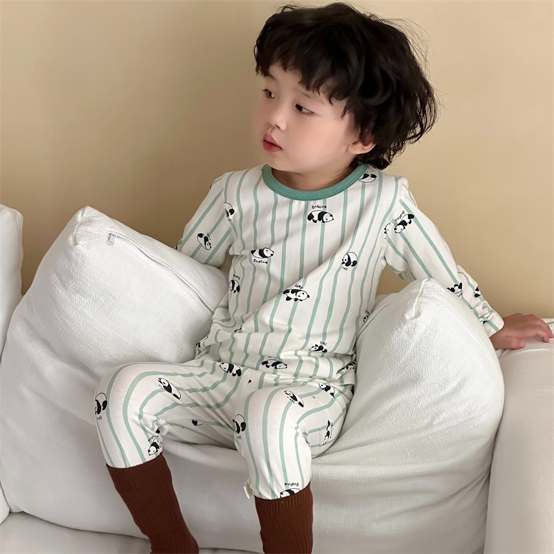 儿童秋季纯棉莱卡男女童秋衣秋裤睡衣家居服套装9-11
