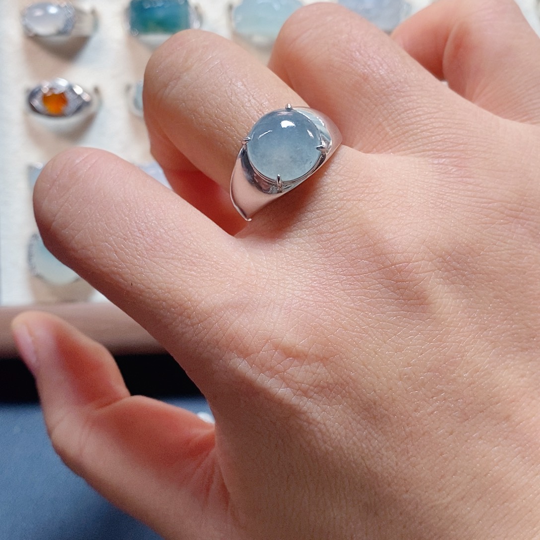 翡翠银S925镶嵌戒指