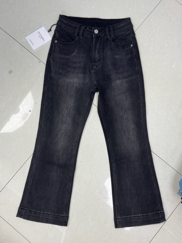 #6656 小个子显瘦黑灰色八九分喇叭裤（夏款有弹力）