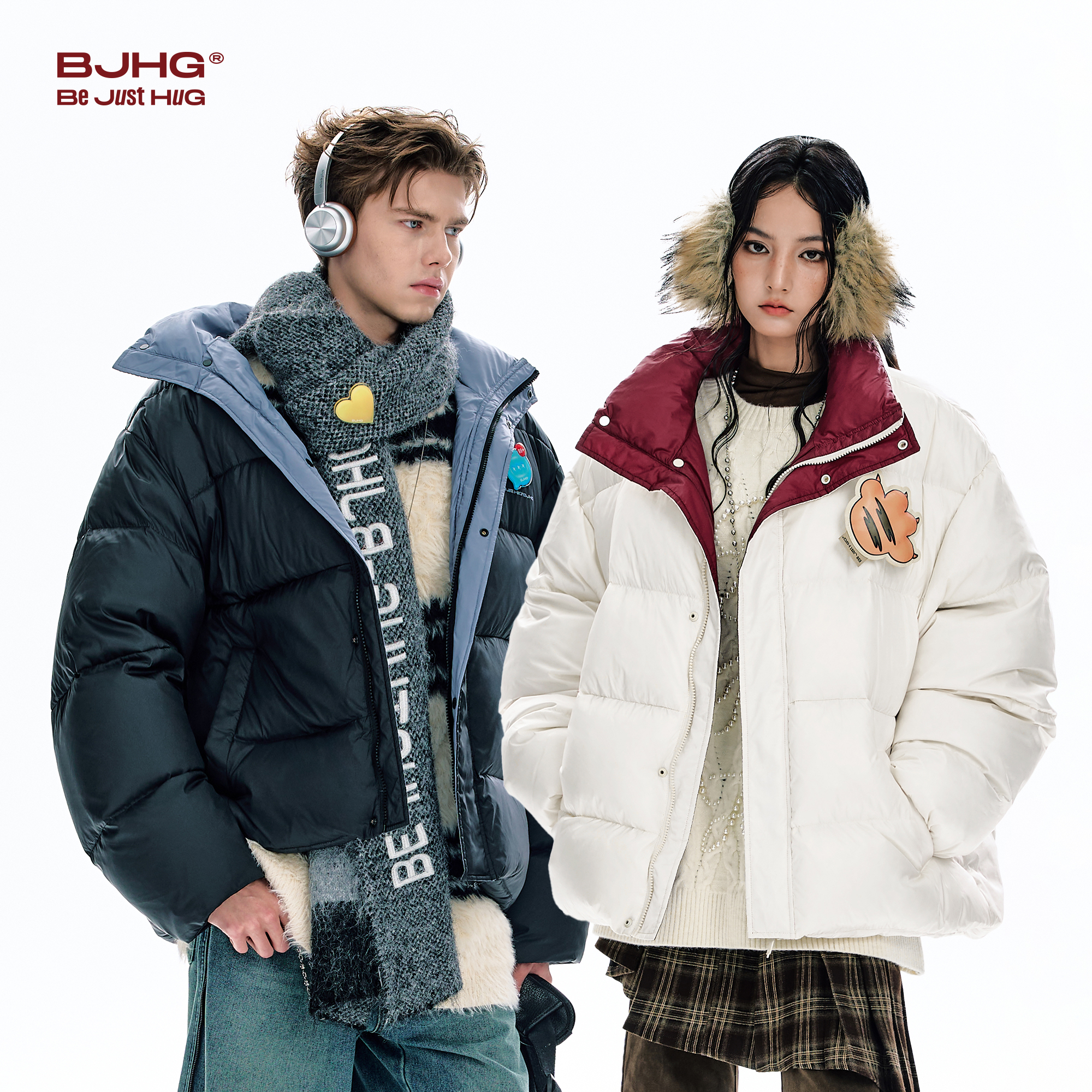 BJHG不计后果贴贴90绒情侣羽绒服男款冬季新款光泽加厚保暖外套女