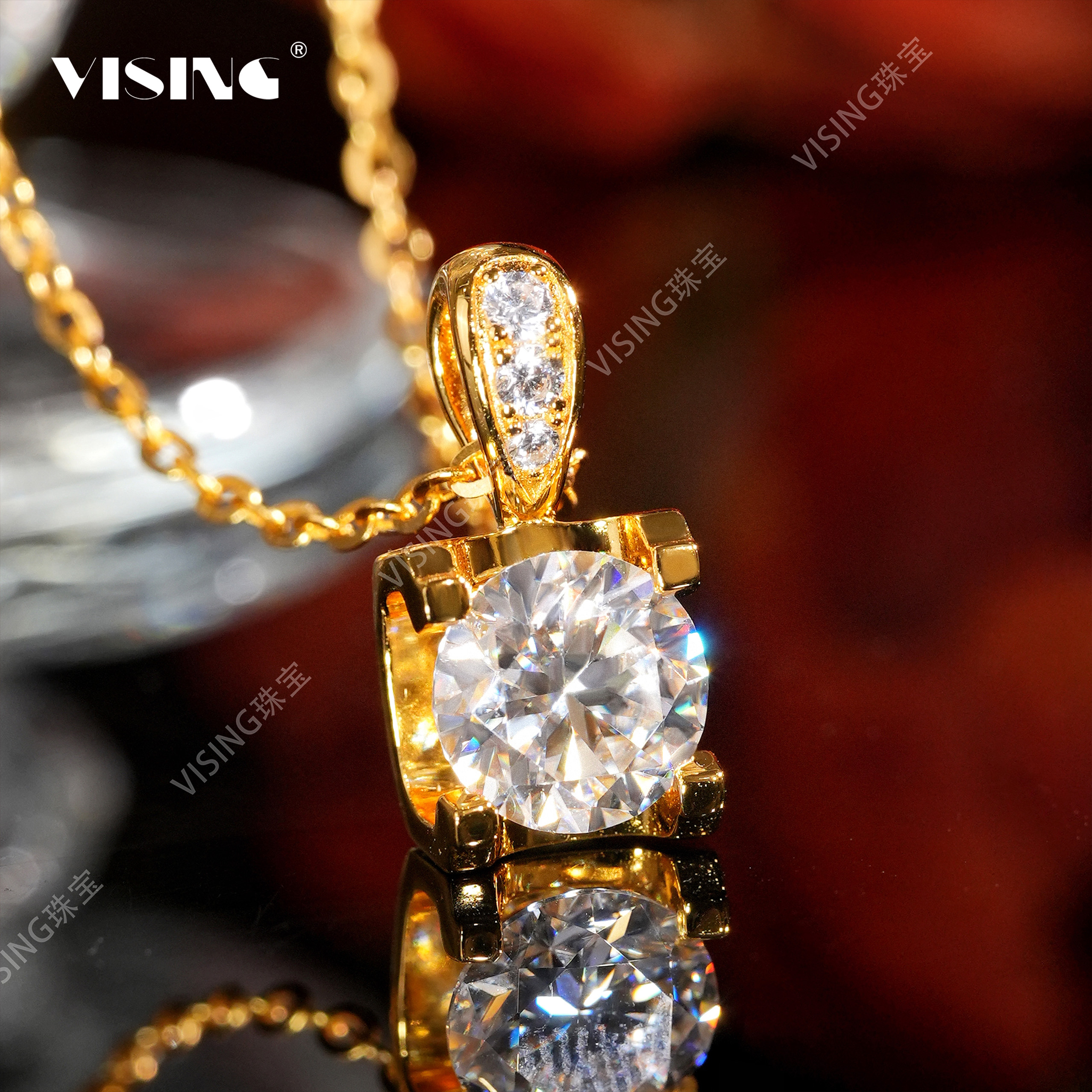 VISING 坠链均925银莫桑石 【粉丝福利】2克拉莫桑钻经典牛头吊坠