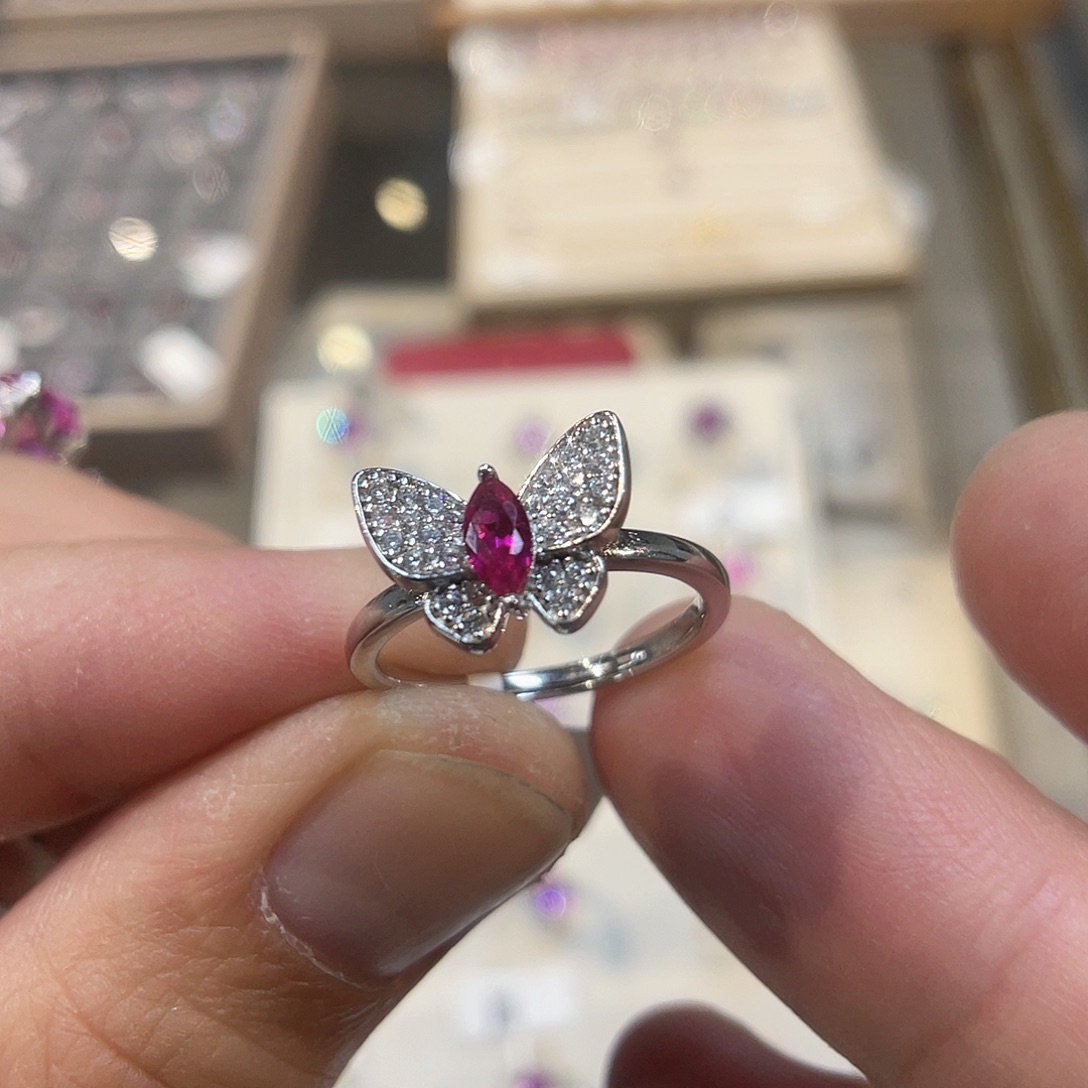 925银培育宝石实心s925银镶 主石帕帕拉恰