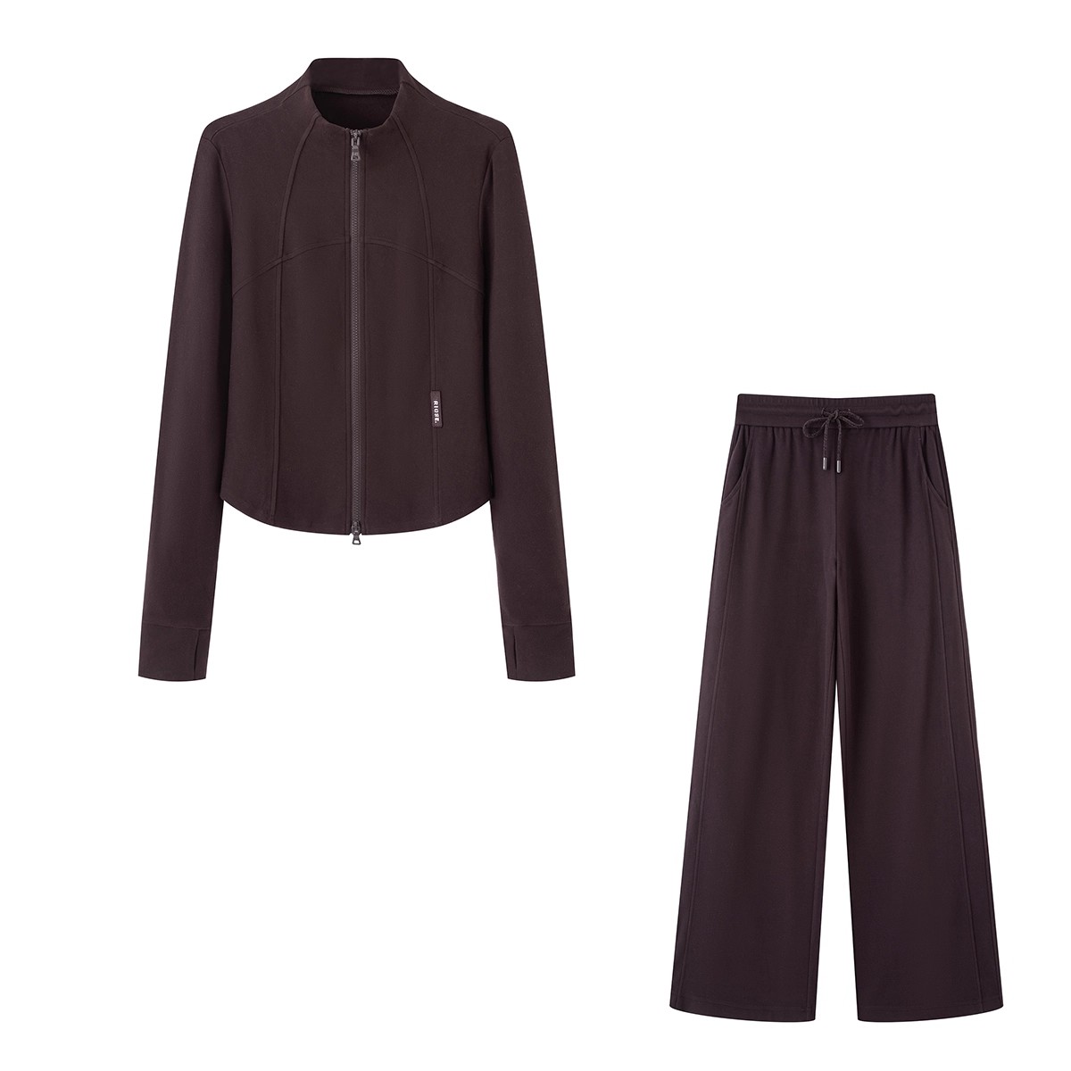 艾家商场同款轻奢2025秋季正肩德绒双拉链开衫外套休闲裤套装女