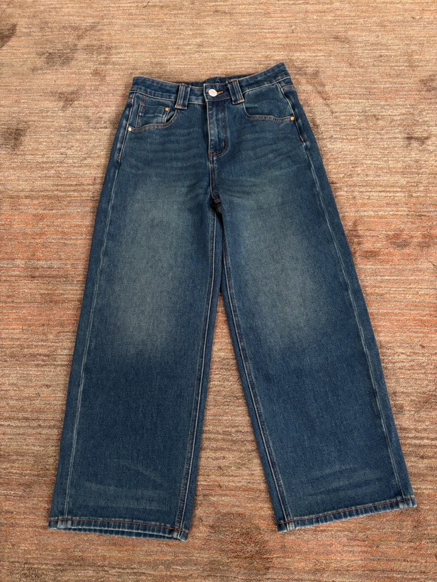 Uninhabitable 有弹力！奶奶裤！裤型超好！九分裤直筒裤蓝色牛仔裤