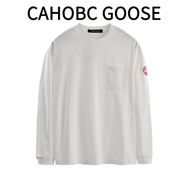 cahobc goose【CG123口袋长袖】男款正肩长袖T恤口袋长袖春秋圆领