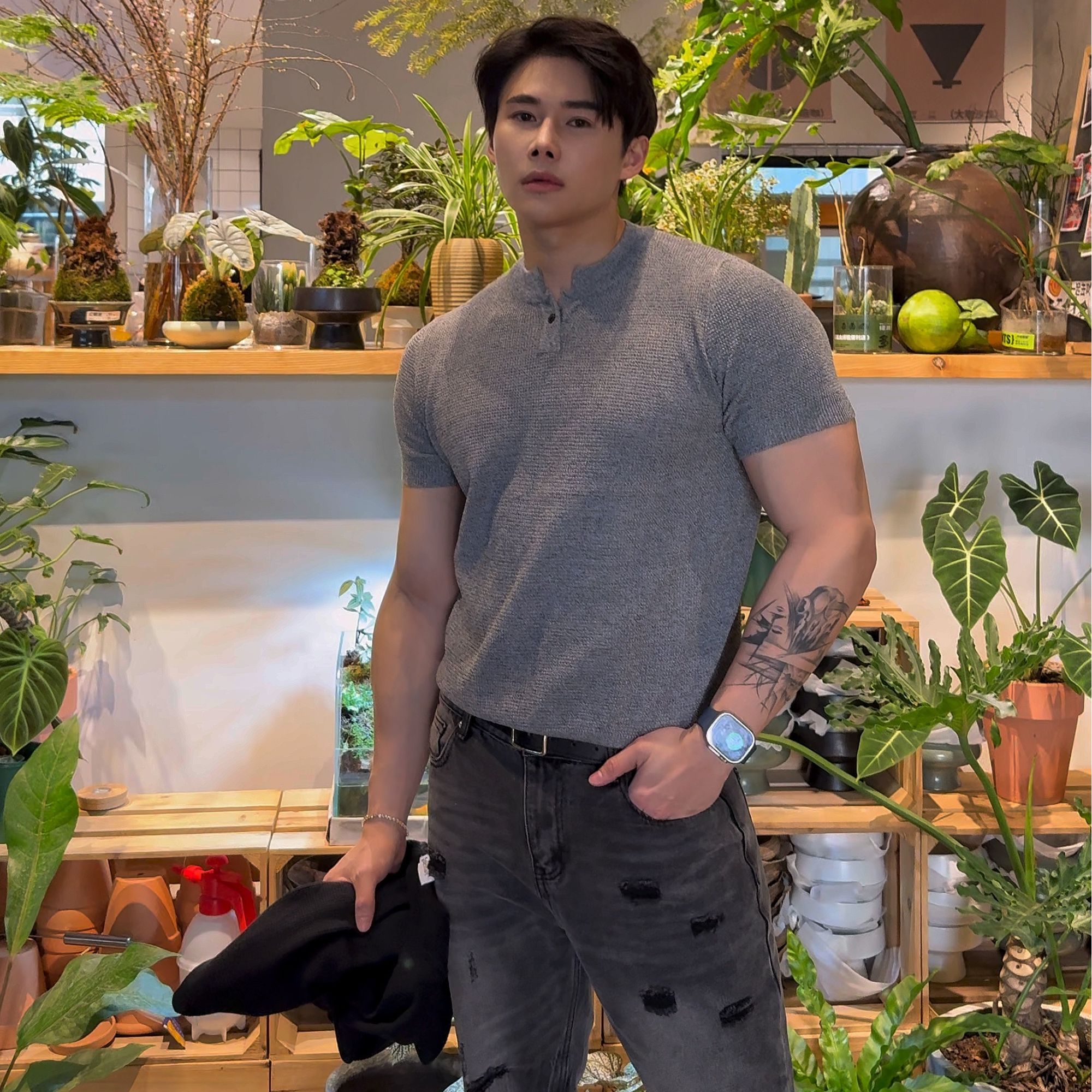 BEESTRONG32冰丝针织新中式短袖纯色夏季圆领户外男士透气短袖