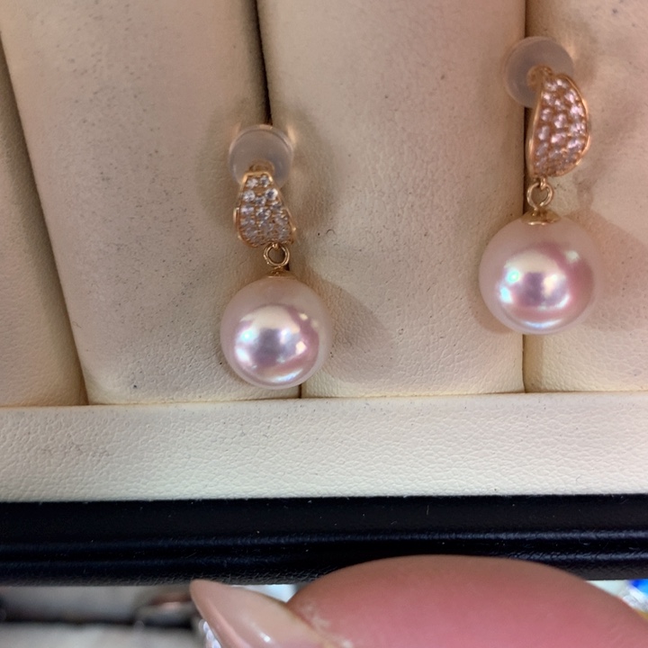 18K金镶嵌耳饰海水珍珠