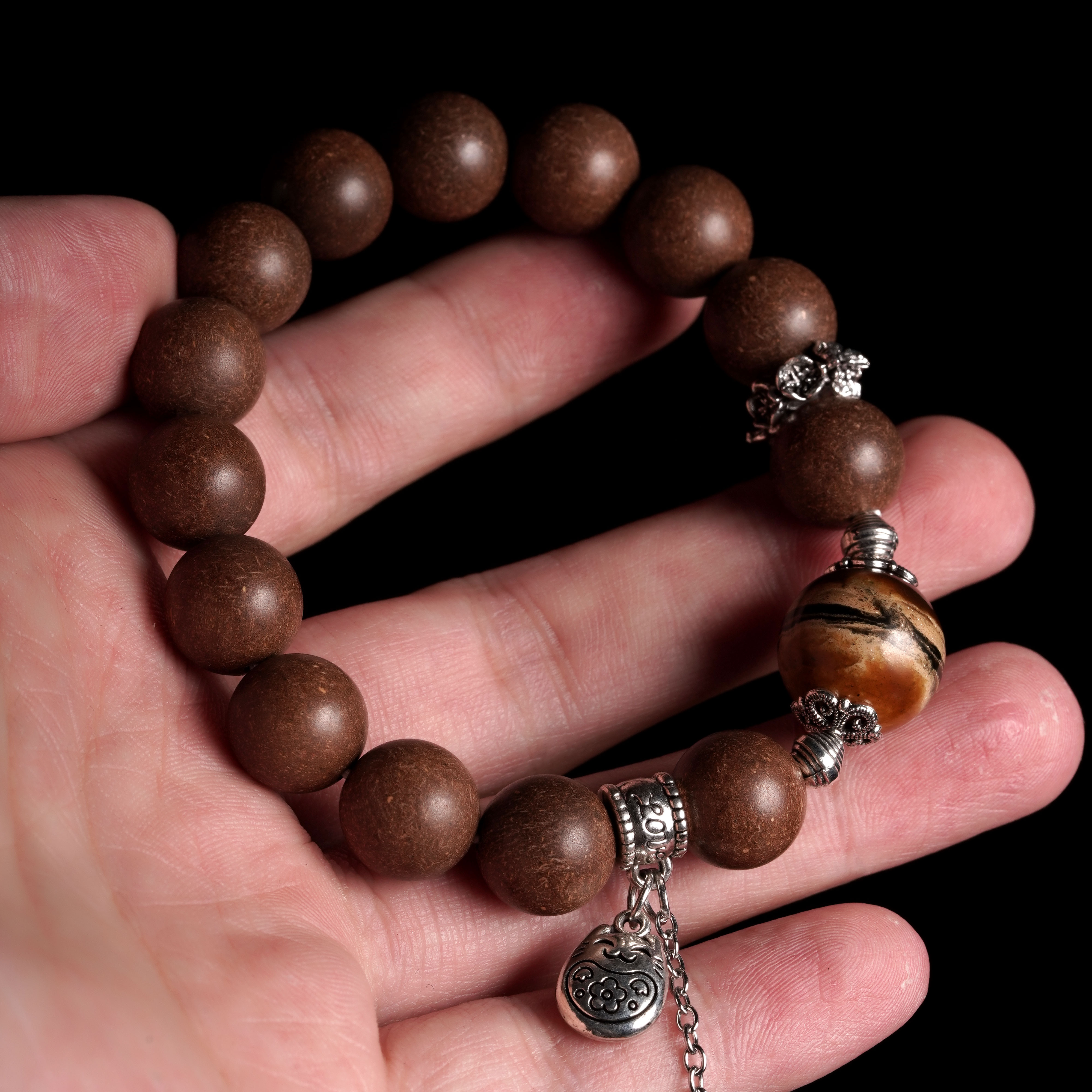 【珊木居】HXZ1679JY TO-P系列 通络合香珠1.2+1.4粉压小蜡单圈手串