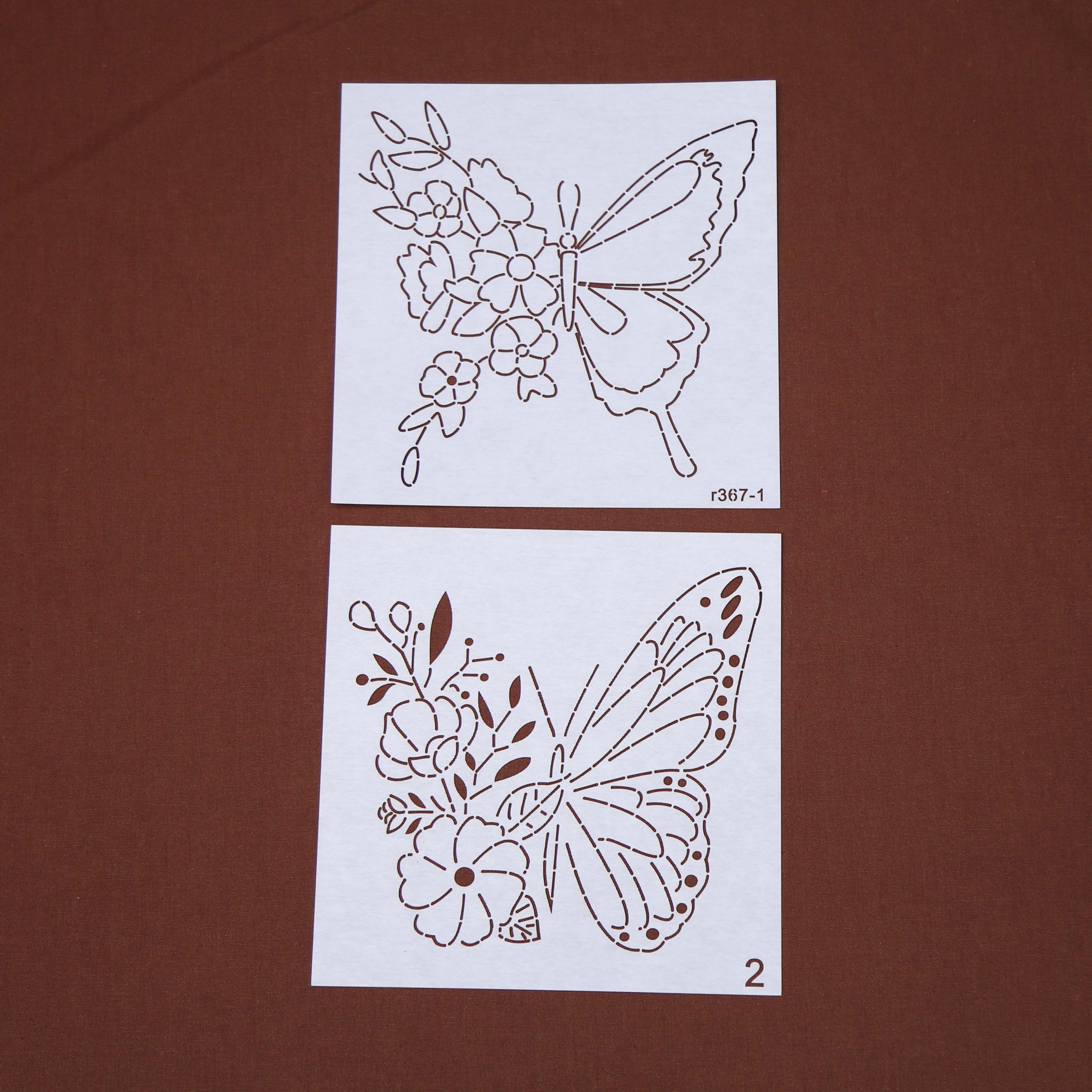 R367刺子绣软模板 花与蝶手工刺绣模版画图拓图镂空模板 重复使用