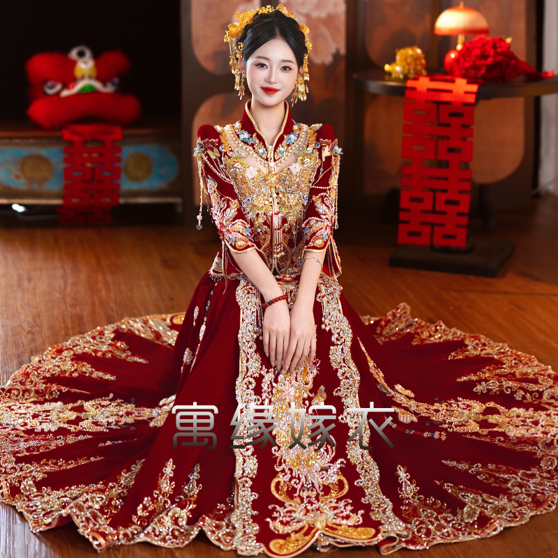 高奢秀禾服2025重工珠绣出阁嫁衣中式新娘立体婚服显瘦敬酒服结婚