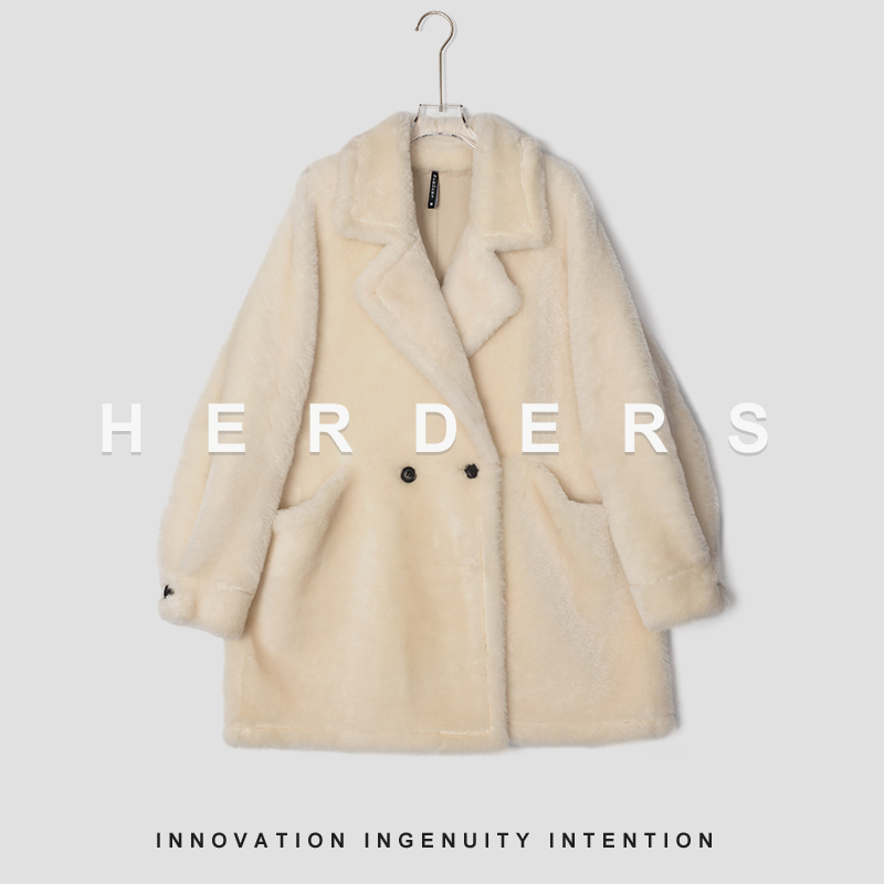 HERDERS “小软羊系列”小软羊系列时尚带皮草外套40831