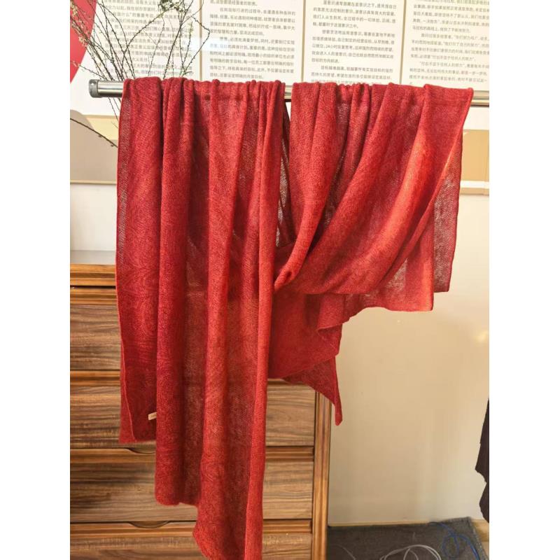 山羊绒LP意大利复古风橙红180*60长巾围巾披肩蓬松针织保暖L186