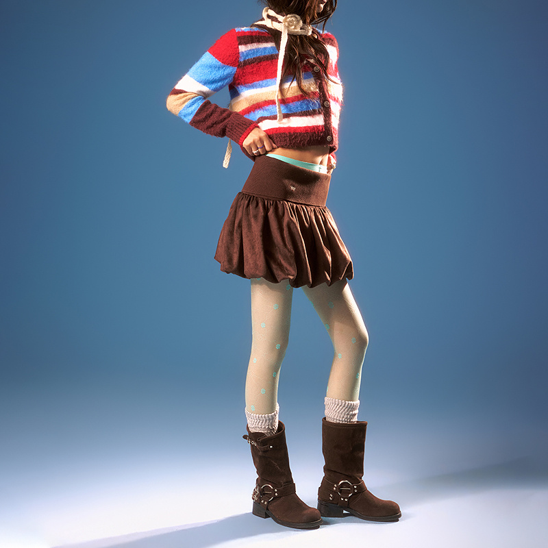 CHUU春季女装树坑条松紧腰围设计可爱南瓜裙蓬蓬花苞半身裙