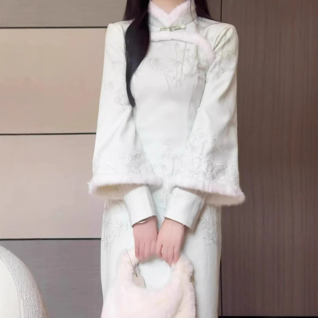 【三番·新竹】淑女范倒大袖旗袍2025年冬季新款保暖改良新中式