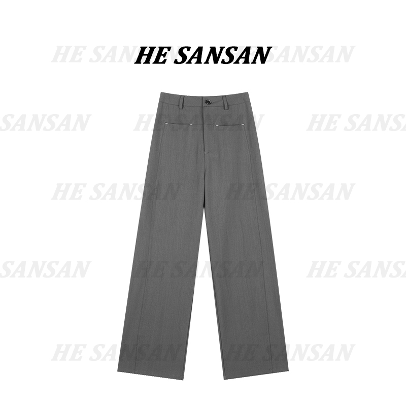 【SANSAN】显瘦百搭气质高腰直筒简约垂感极简裤子DY-4509