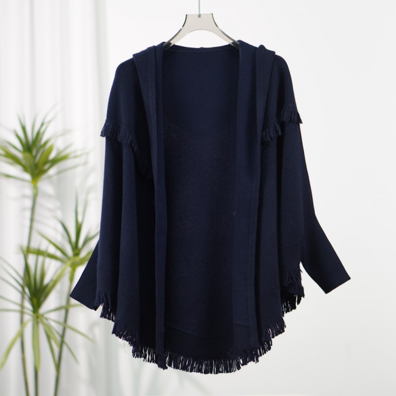曼系列  S638  女装时尚撤柜针织衫披风藏蓝色
