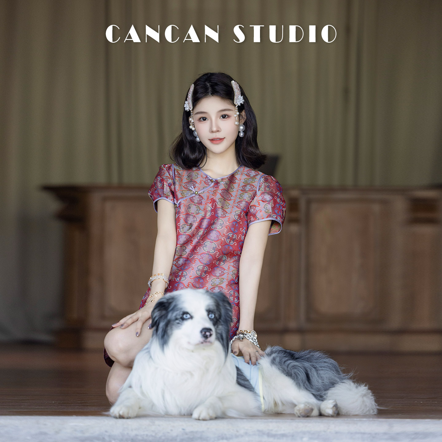 CANCAN STUDIO【蜀锦~旗开得胜】新中式原创设计粉色裙子G77712