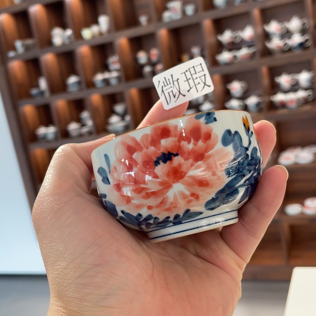 釉下手绘茶具微瑕