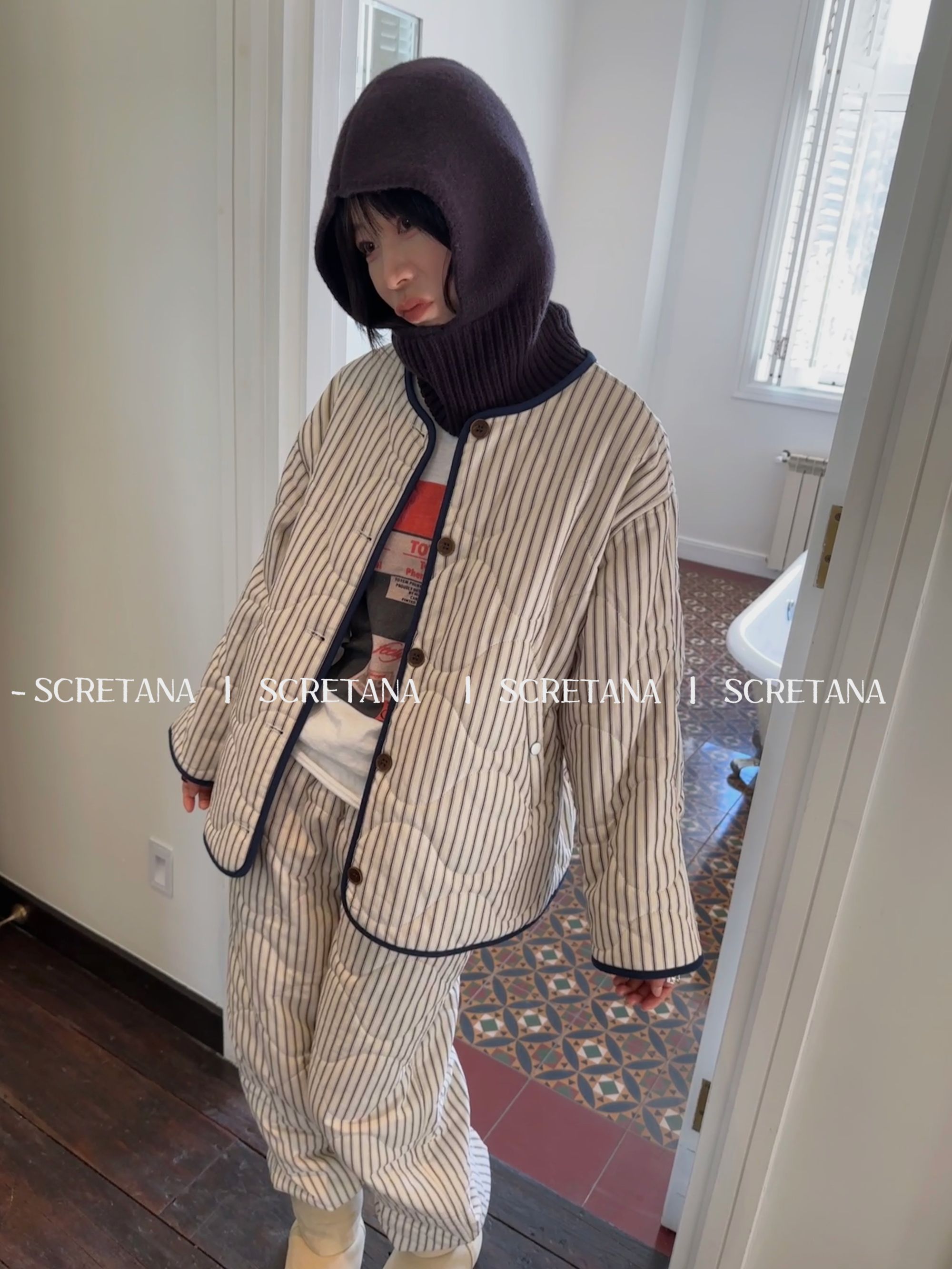 SCRETANA/安娜的秘密木青一秋冬睡衣加绒加厚诧寂风家居服套装
