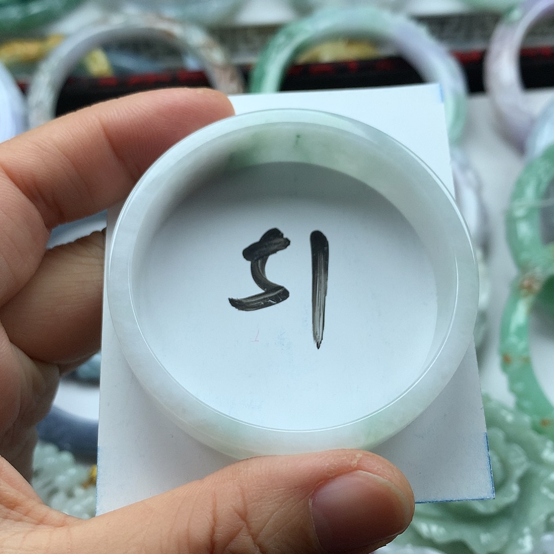 翡翠未镶嵌手镯复古风格51.7