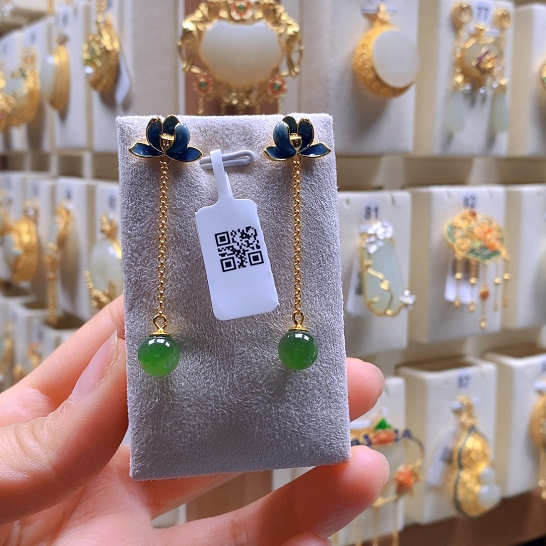 和田玉颈饰银S925镶嵌