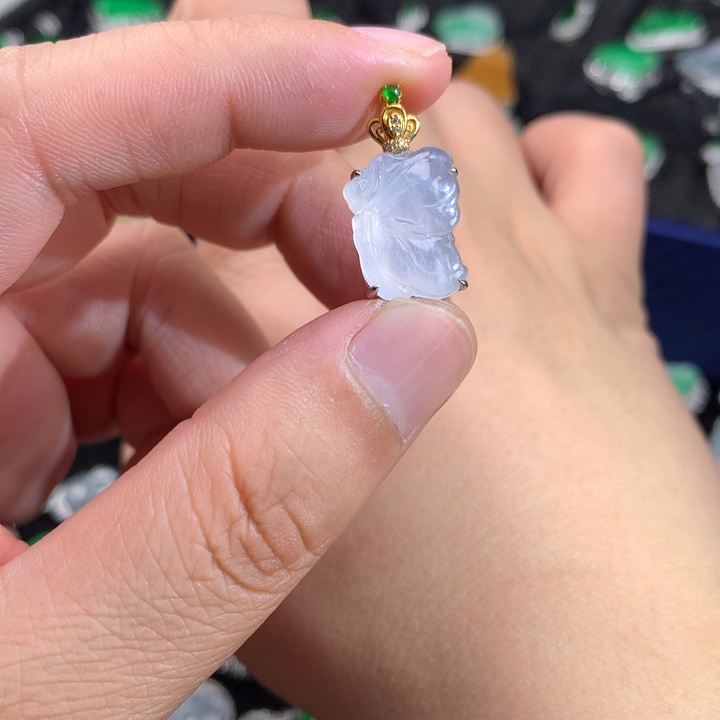 翡翠吊坠(不含链)18K金镶嵌