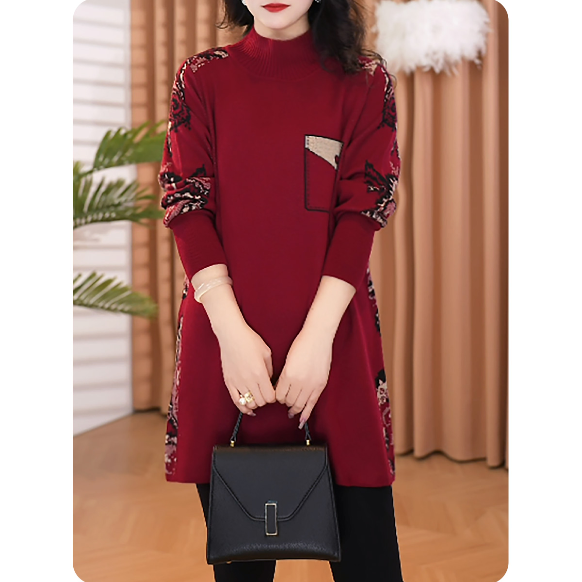 <腰果>女士毛衫时髦上衣洋气长袖显瘦大码女装4S02254297