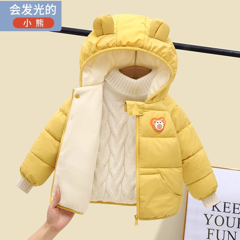 宝宝棉服加绒加厚婴儿冬季可爱棉衣男童女童发光外套儿童洋气棉袄
