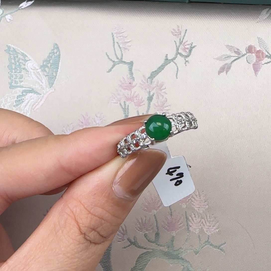 翡翠戒指银S925镶嵌11111111111111