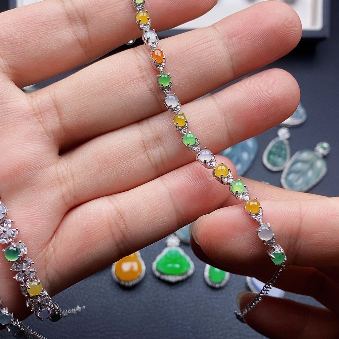 银S925镶嵌手链翡翠用****0w w