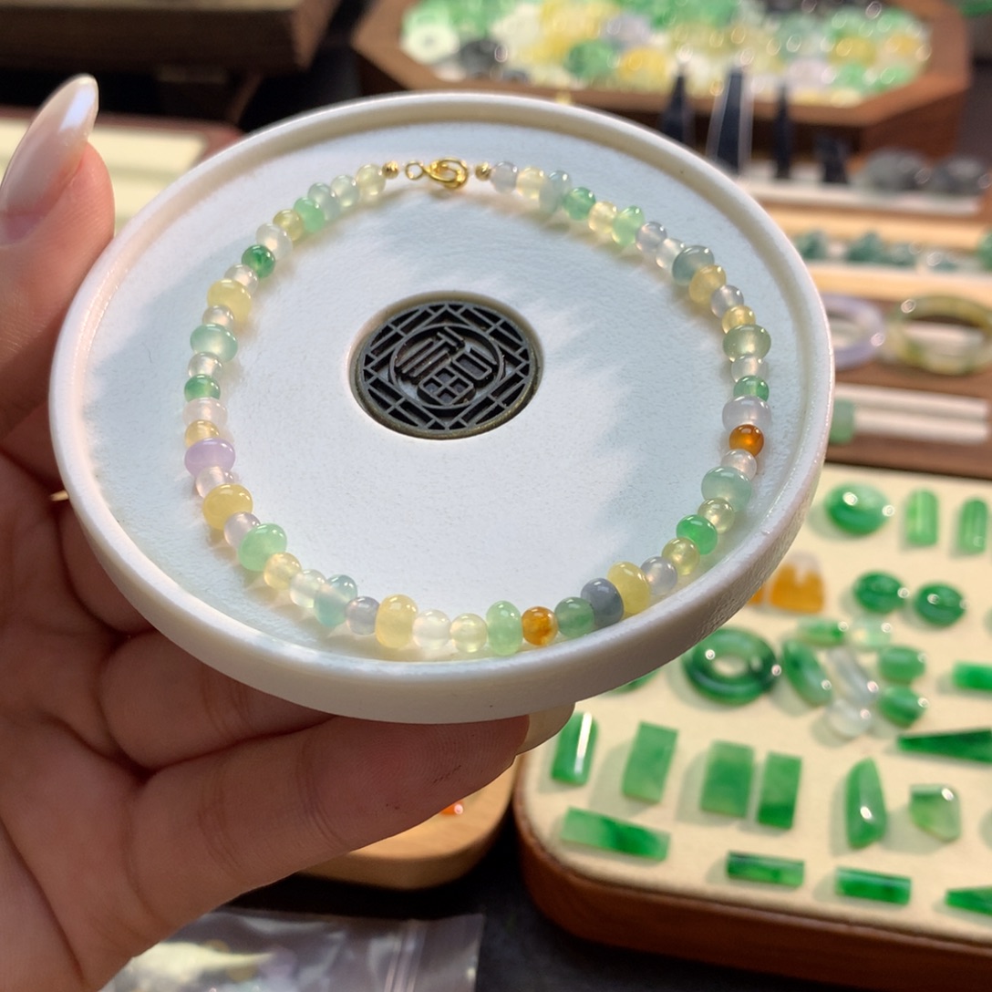 翡翠散珠缤纷爆爆珠米珠手串