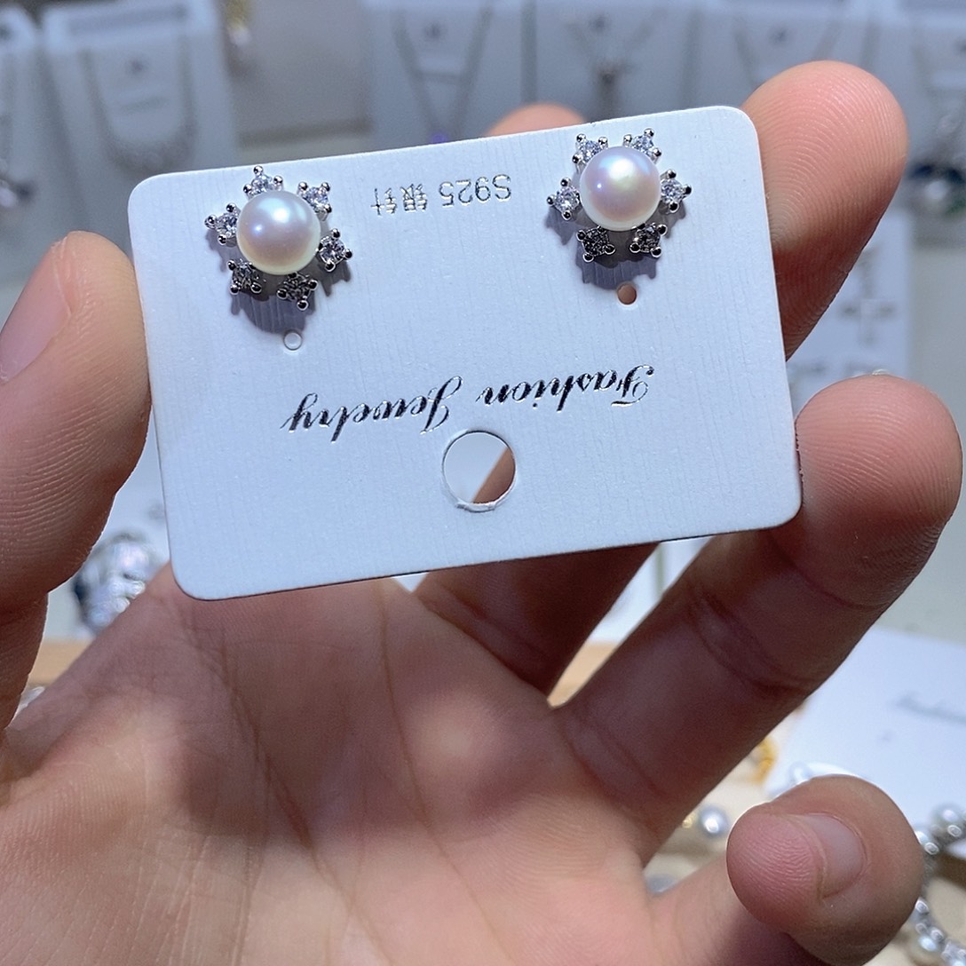 耳饰淡水珍珠银S925镶嵌