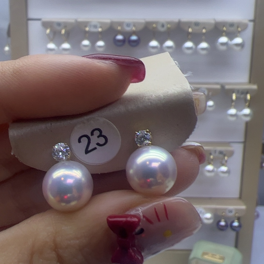 淡水珍珠耳饰18K金镶嵌