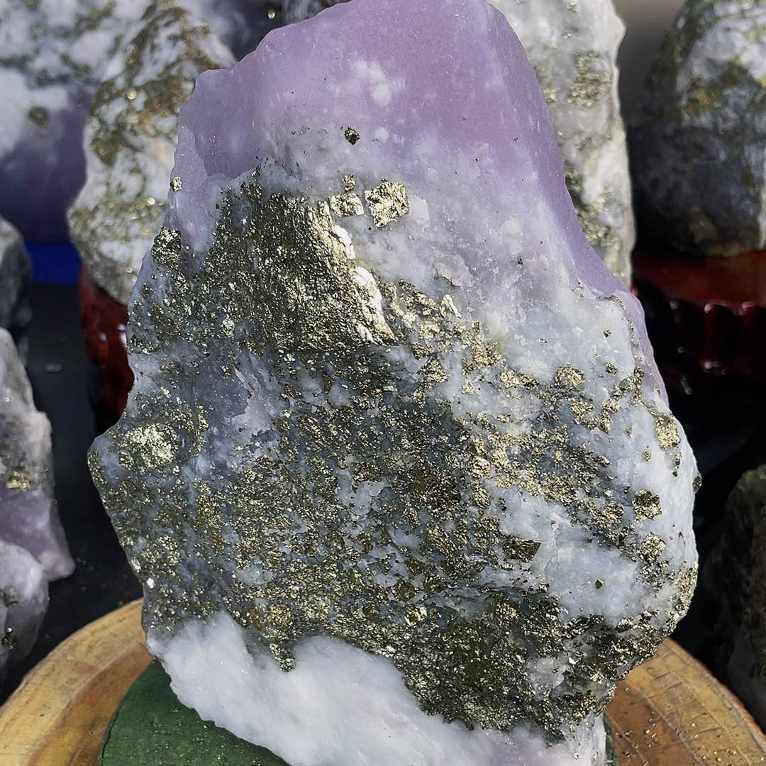 石材天然金矿石手把件