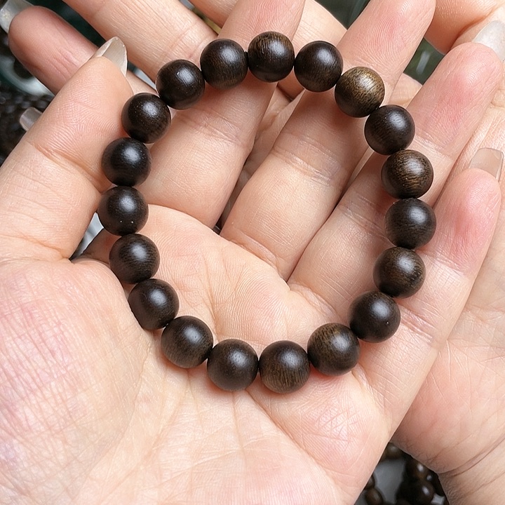 手串沉香木非*10白棋玉化老料圆珠
