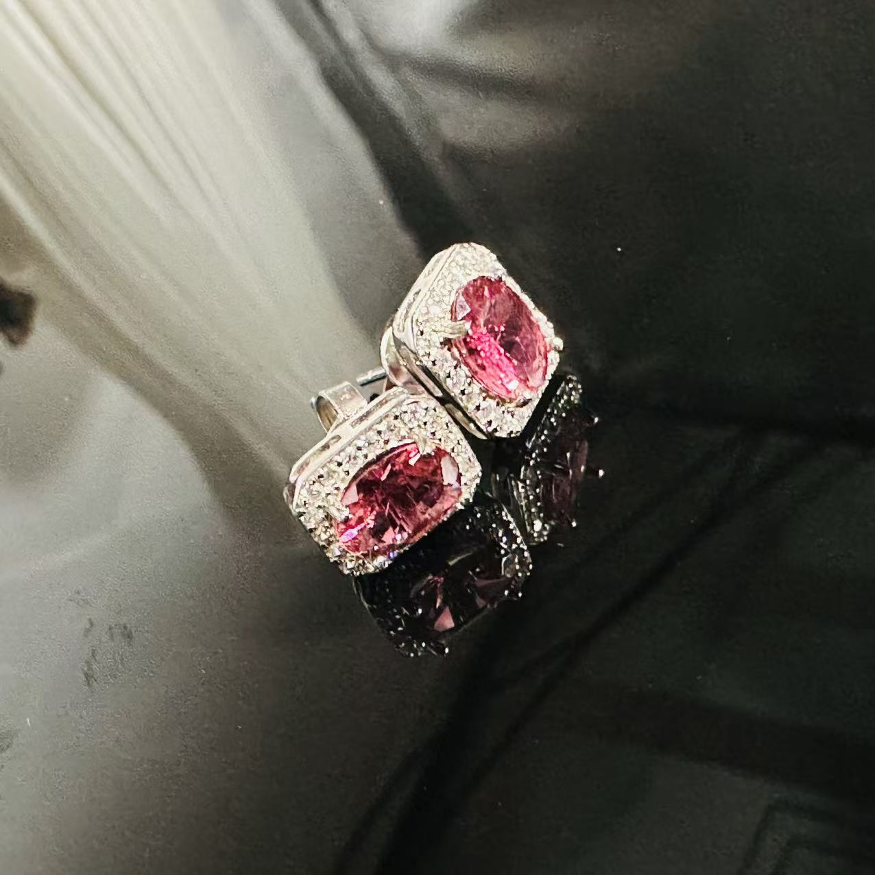 MOZCKBX178 天然碧玺耳钉设计款S925镶嵌（一对）多样性发一