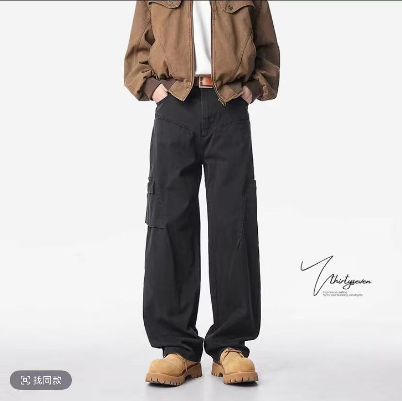 A289美式水洗牛仔裤男士夏季薄款宽松百搭休闲裤青少年工装长裤