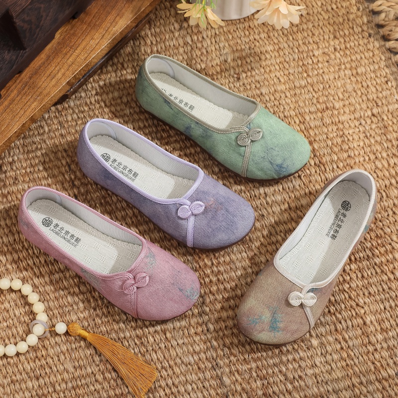 春秋款老北京布鞋女中国风百搭休闲女鞋一脚蹬舒适汉服鞋妈妈鞋