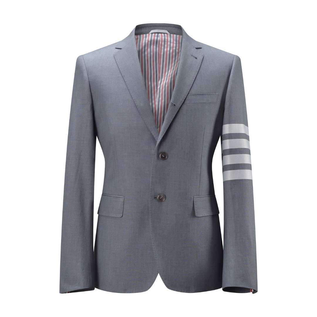 男款-经典四道杠条纹羊毛显瘦羊毛西装面试男士时尚休闲.