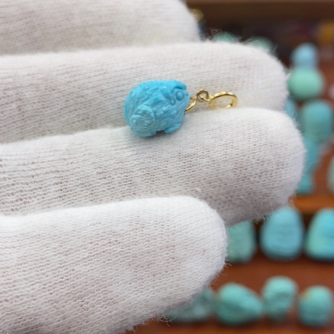 绿松石18K金镶嵌珠宝奇石