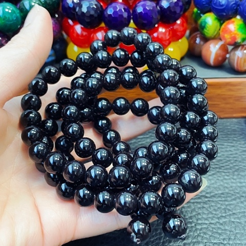 玛瑙/玉髓手链未镶嵌黑金血离子108