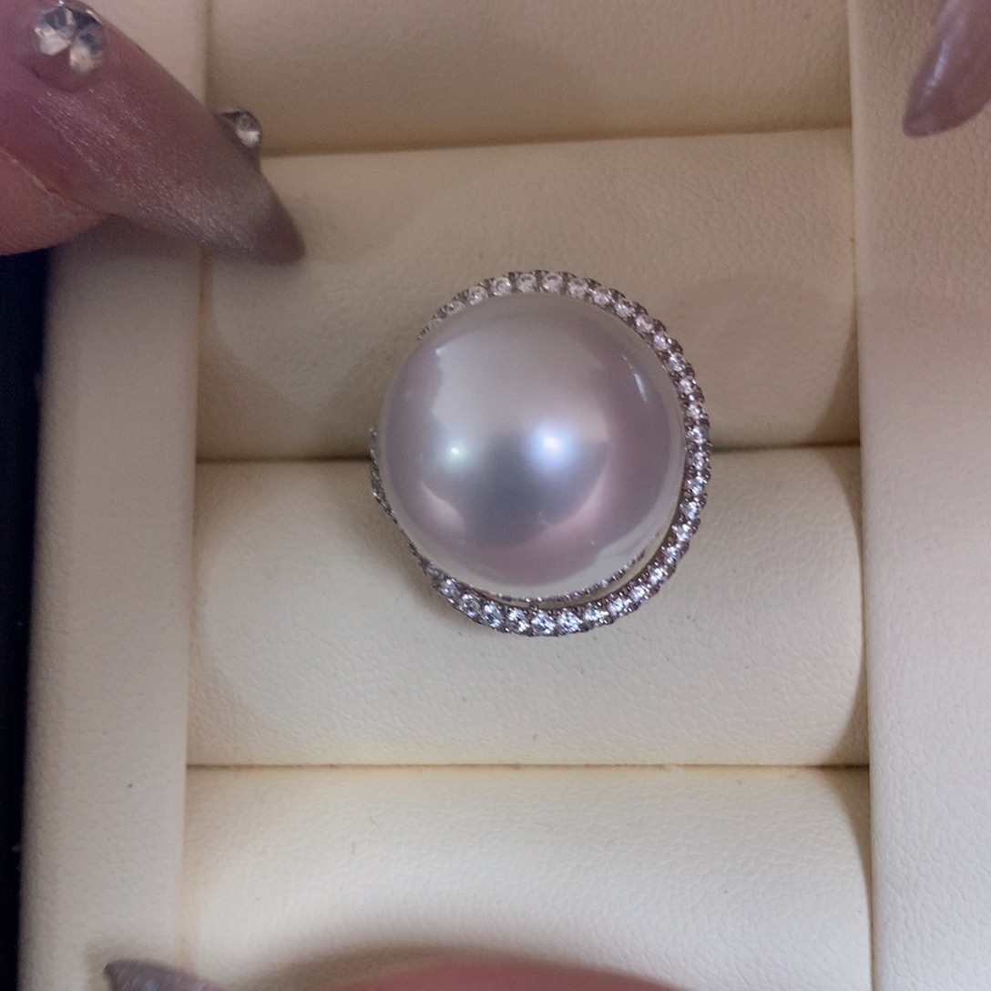 海水珍珠戒指18K金镶嵌