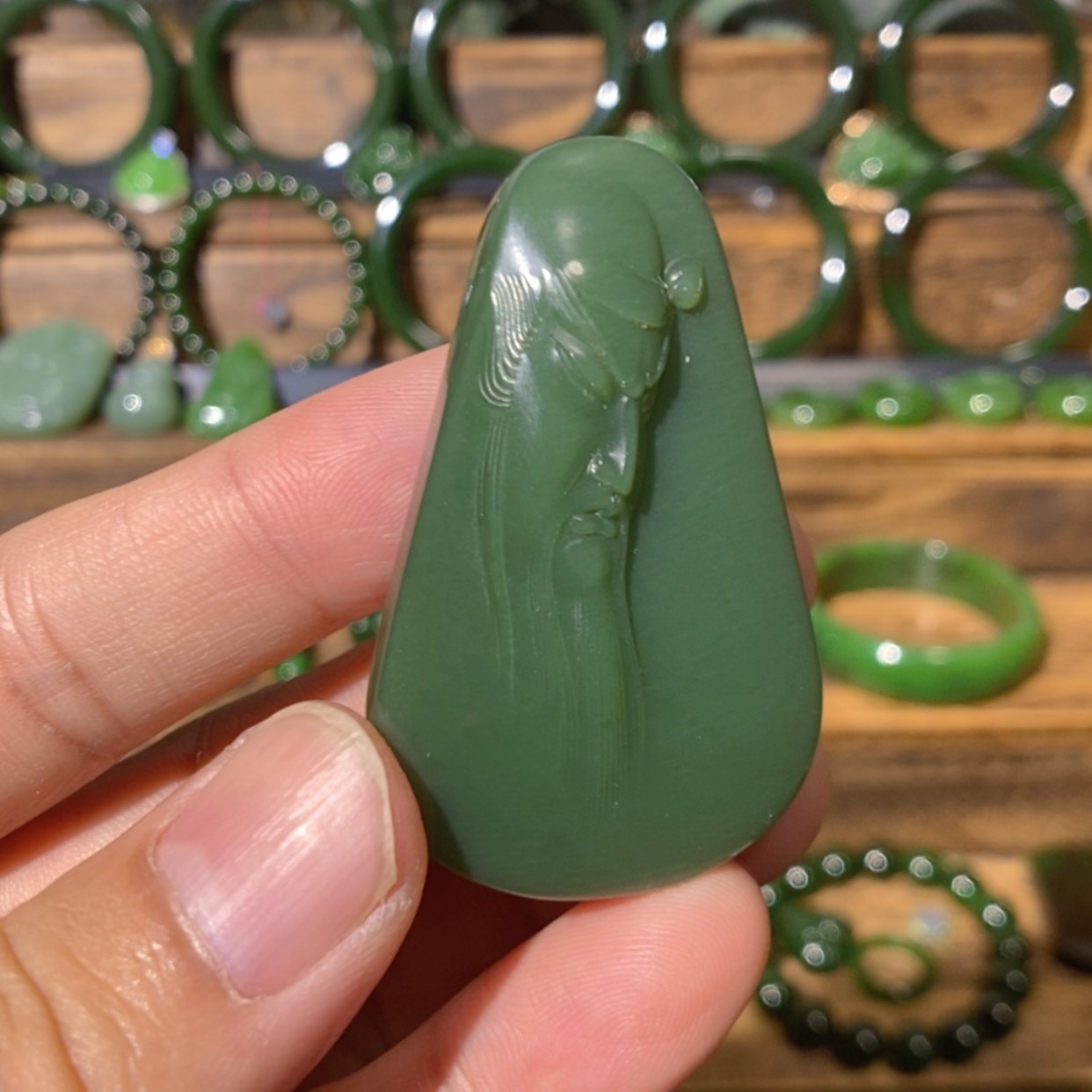 【闪购商品】吊坠(不含链)未镶嵌和田玉阿富汗鸭蛋青关公