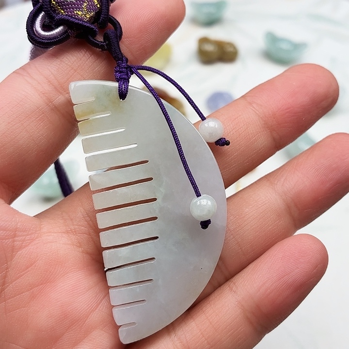 翡翠未镶嵌颈饰木梳包包挂