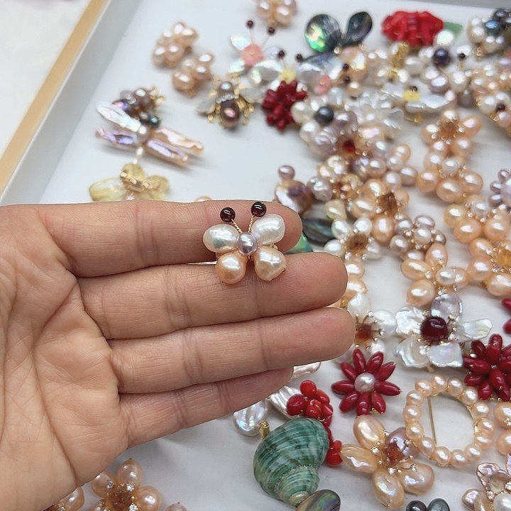 淡水珍珠发饰银S925镶嵌