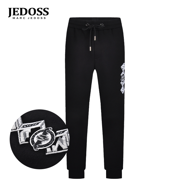 JEDOSS/爵迪斯男装秋季新款立体珠片绣休闲针织裤长款029裤子