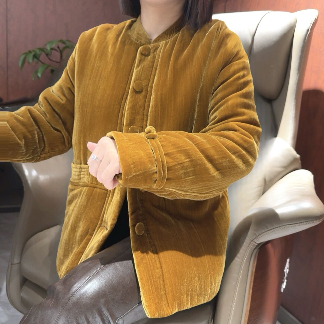 【彩色小面包服外套】中式圆领丝绒宽松加棉短款上衣