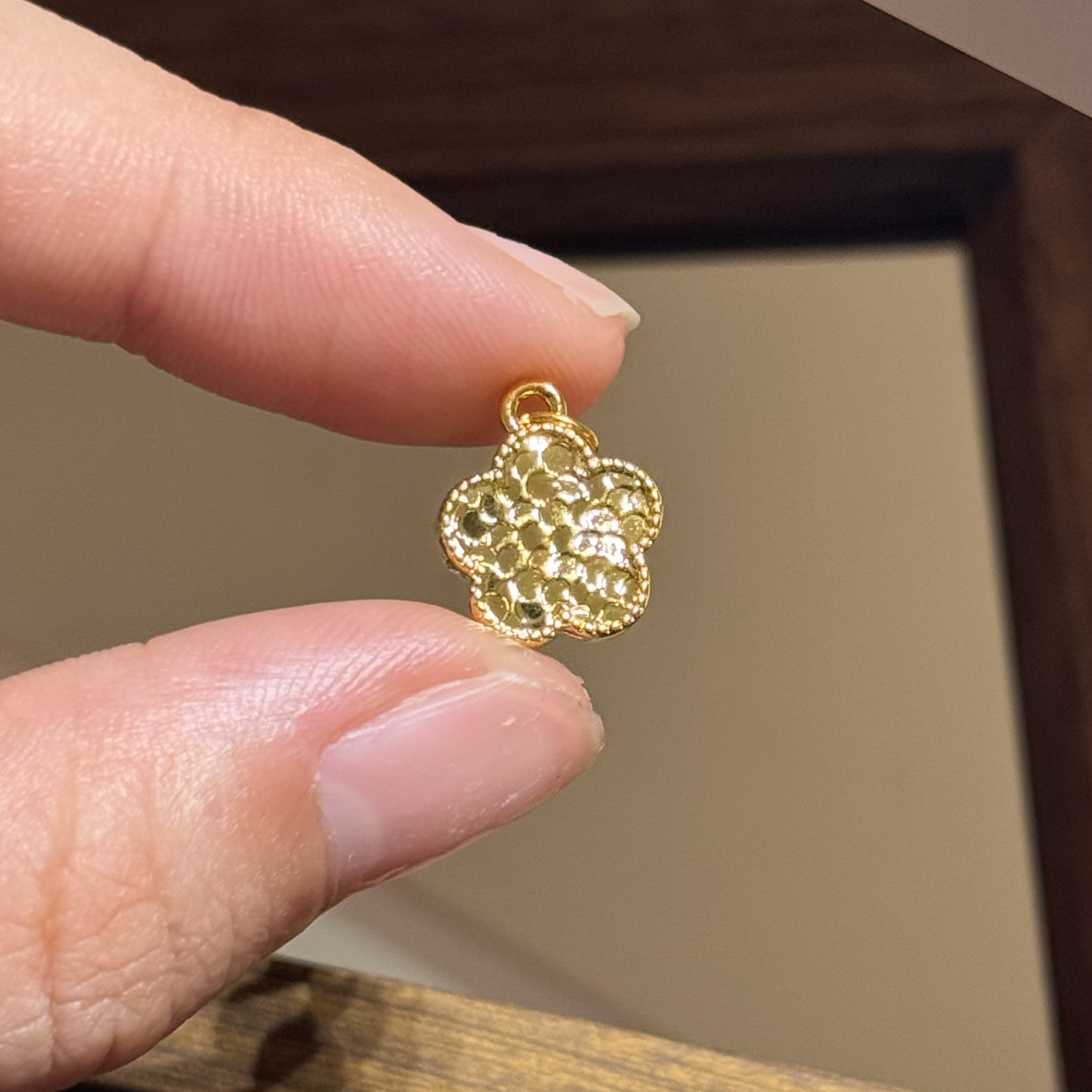 贝贝黄金 足金999 碎冰冰小花 素金 圆环 5D工艺 2633