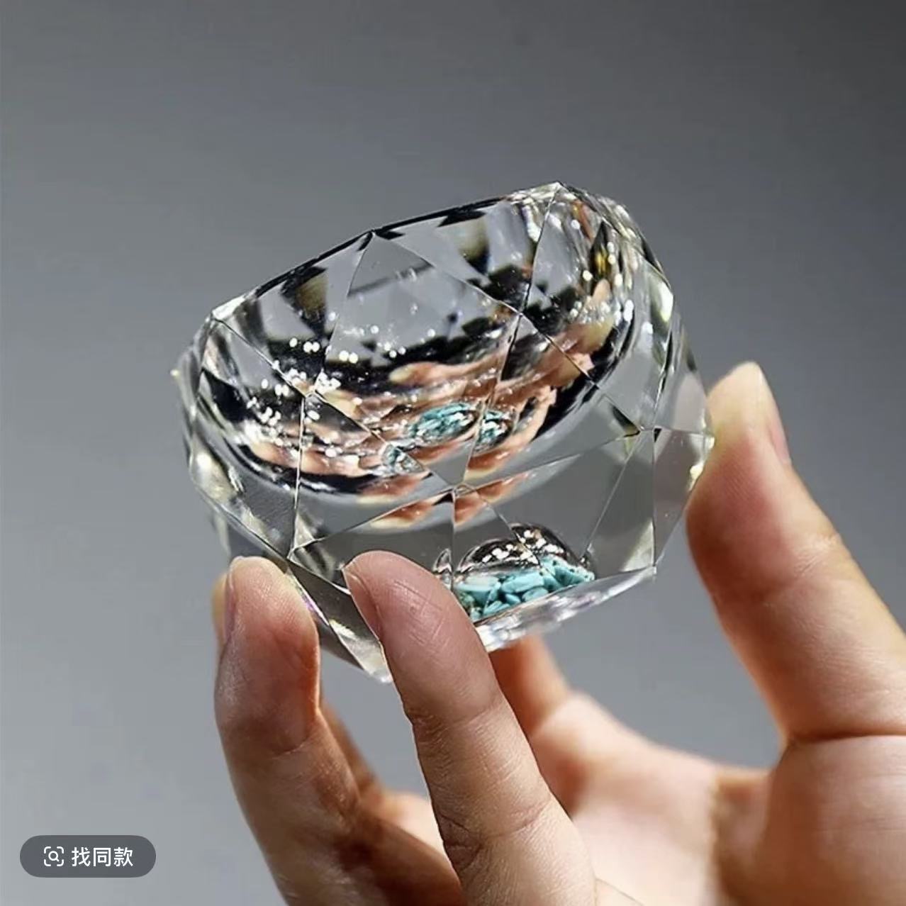 秋香色高硼硅玻璃松石绿透明八方主人切子工艺水晶茶杯