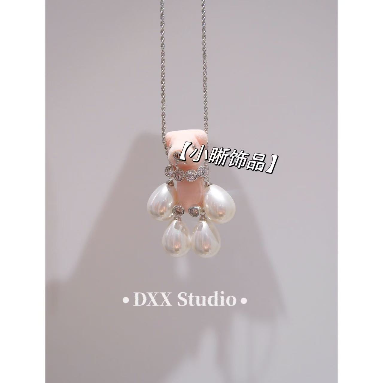 铜合金锆石项链 小众设计ins小熊项链48150